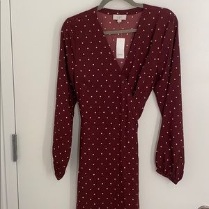LOFT polka dot wrap dress